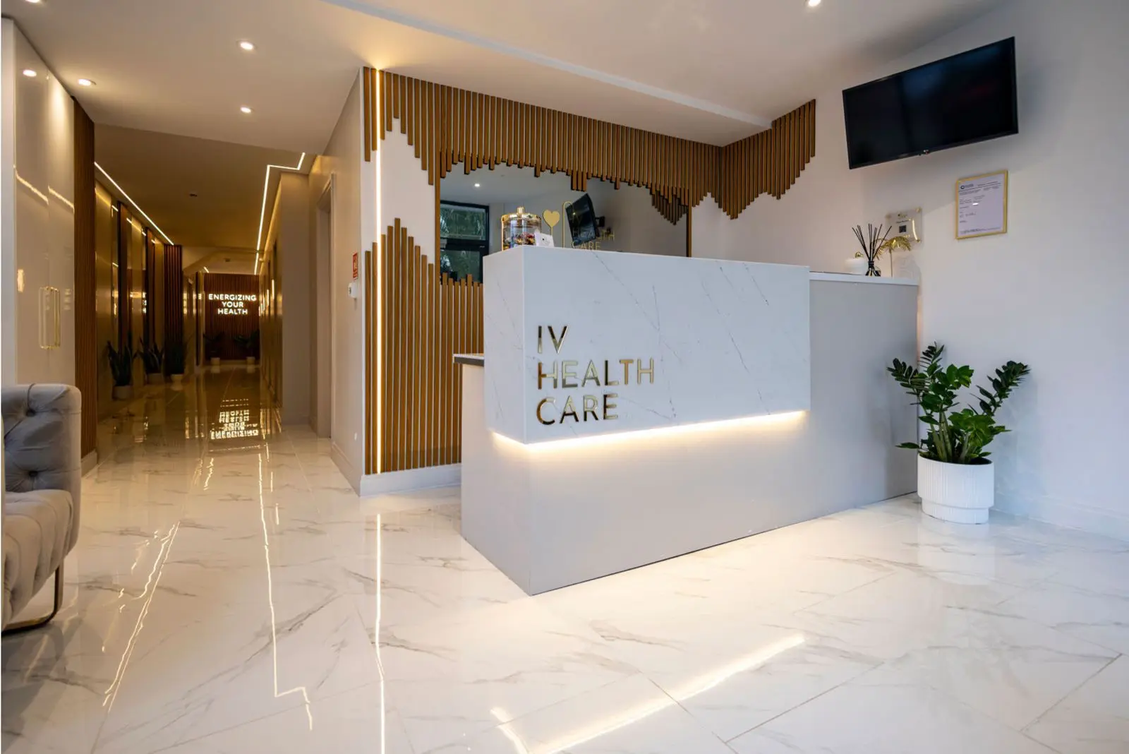 The IV Health Care reception desk in Bournemouth